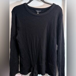 Simply Vera Vera Wang Ribbed Black Crewneck Sweater- Womens XL